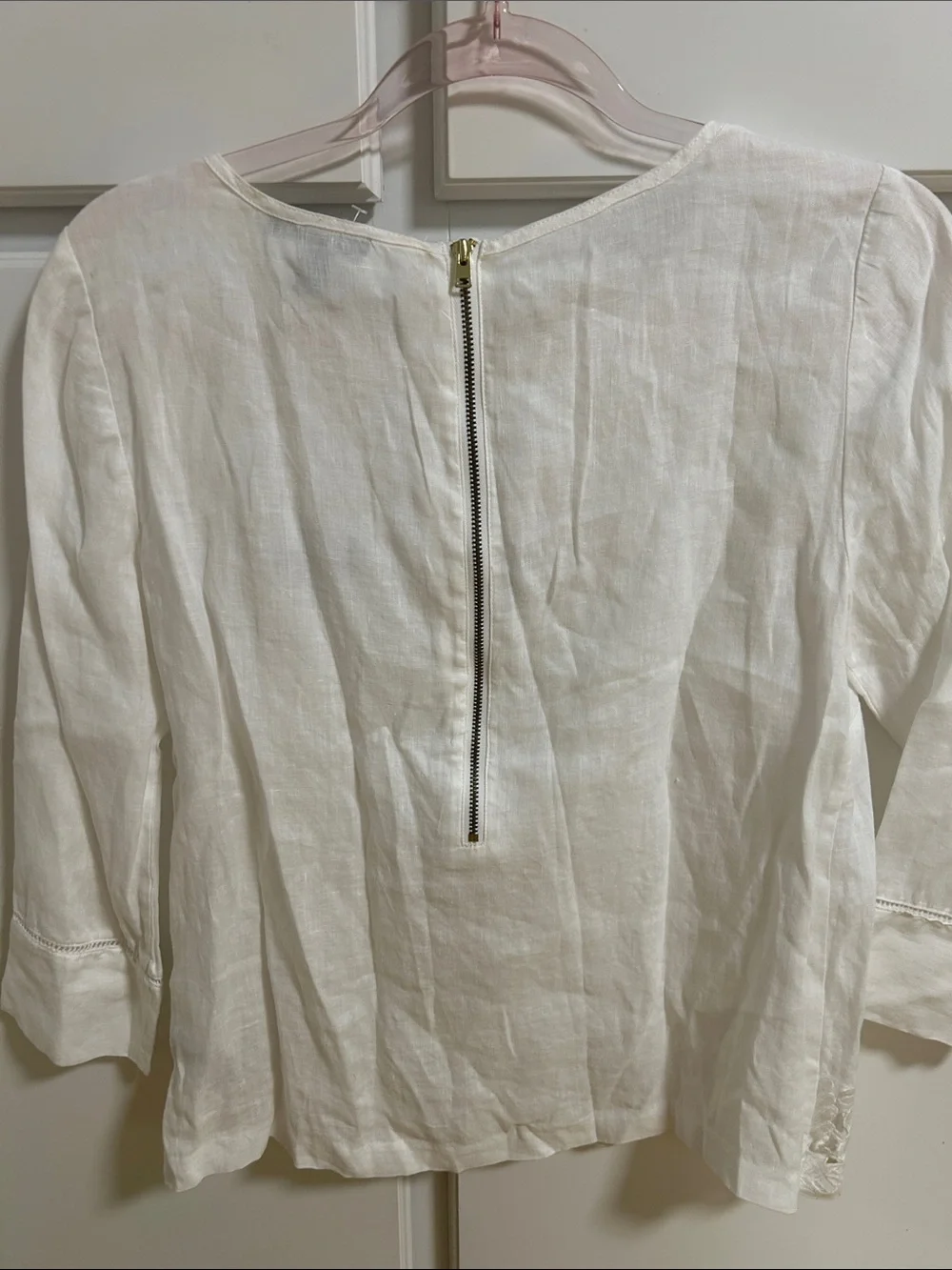 J. Crew White Embroidered Linen Blouse 2